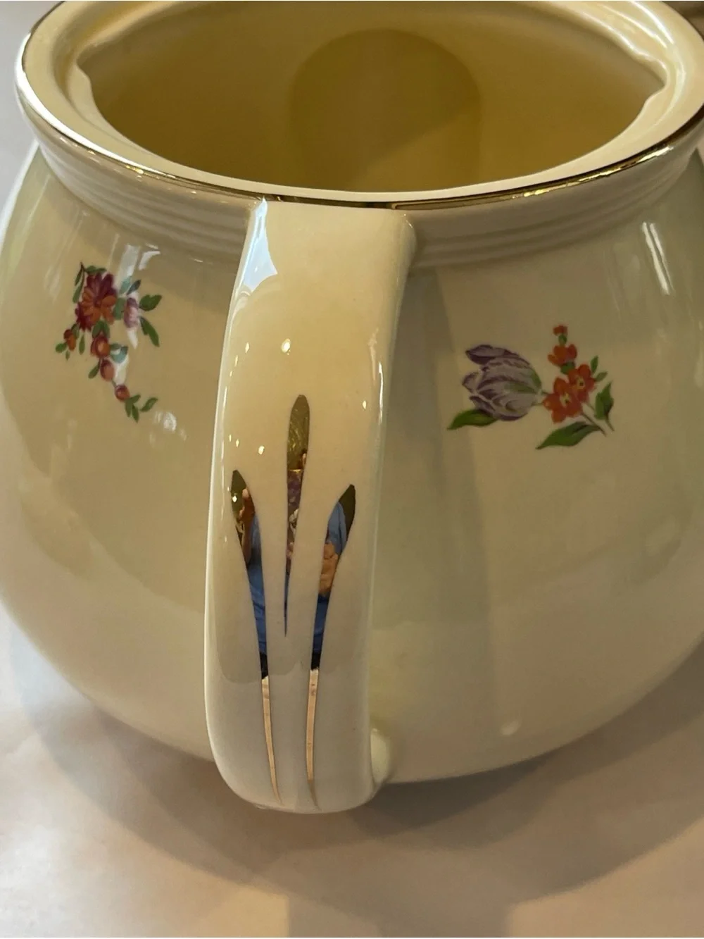 Priscilla Household Institute Eggshell Cream Large Teapot cottagecore